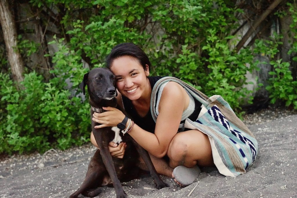 Volunteer Kalena with our dog Cusca